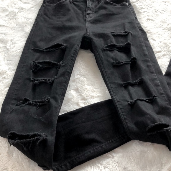 Top shop black skinny jeans with rips - size 25 - Picture 3 of 4